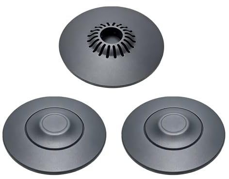 3PCS Badewannenstöpsel und Waschbeckenstöpsel, Universal Abflussstopfen aus Silikon mit Press- und Haarsieb-Funktion, Stöpsel Waschbecken & Stöpsel Badewanne, Grau