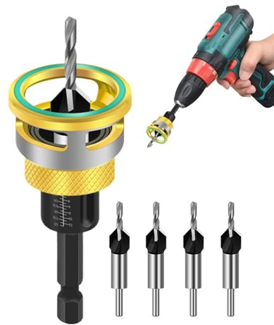Set Di Punte Per Trapano Svasatore - 4 Pezzi Tecnologia Del Bordo Ottimizzata Per Utensili Portatili Puliti E Regolabili | Set Di Punte Da Trapano, Per La Lavorazione Del Legno, Carpenteria,