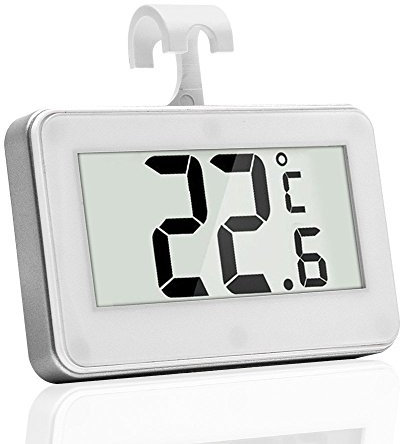 Henweit Digital Waterproof Fridge Refrigerator Thermometer LCD Display Freezer Room Temperature Monitor with Hook Stand for Household Use