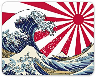 Destination Vinyl Ltd Japanese Great Wave Mouse Mat Pad - Rising Sun Flag Japan Gift Computer #4077