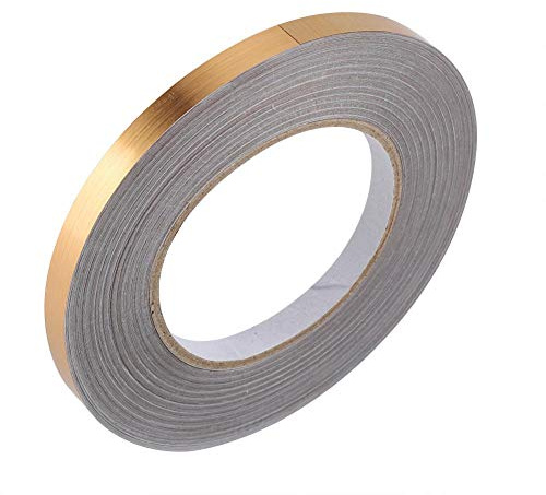 Foglio PVC Impermeabile Autoadesivo per Pavimento 1cm x 50m, Decorazione Adesiva Effetto Piastrelle Linea Crepaccio Oro, Accessorio Fai da Te per Casa e Bagno