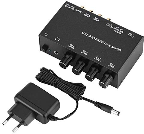 Zerone Mischpult Audio Noise Cancelling Karaoke Mixer 3 Kanäle Eingang und Output Stereo DJ Mixer (EU)