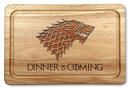 Dinner is Coming Hardwood Wooden Chopping Board 30 x 20cm Size