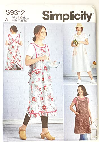 SIMPLICITY SS9312A Schürze Undefined A (XS-S-M-L-XL), weiß