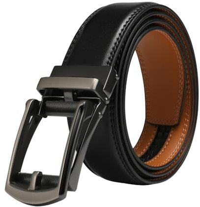 VRLEGEND Ledergürtel Herren Automatik - Verstellbar Anzuggürtel & Jeansgürtel für Männer 3,5cm breit mit Geschenkbox (110cm,Schwarz)