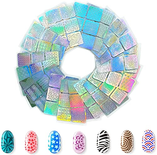 CHUANGOU 24 Fogli 72 Disegni Diversi Nail Art Stencil Nail Vinyls Stencil Stickers Set Nail Decoration Tool