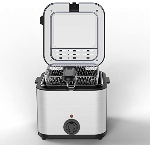 PanHuiWen Mini Deep Fat Fryer 2.5l Deep-Fat Fryer Easy Clean 1000w with Viewing Window, Non-Slip, Easy Clean and Adjustable Temperature Control