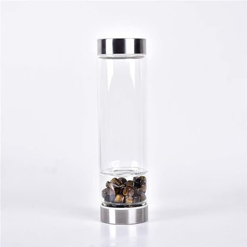 Bottiglia D'acqua in Vetro Con Gemma Di Cristallo Naturale Per Realizzare Una Bottiglia Di Acqua Gemma Infusa Con Elisir Di Cristallo Di Quarzo Naturale Crystal Point Energy 550 Ml