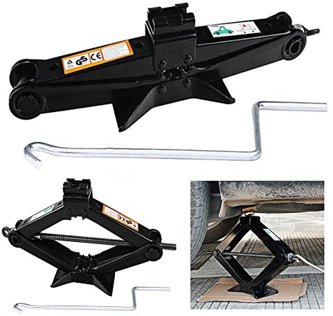 Gato de tijera para coche, 2 toneladas, resistente al óxido, gato de nivelación estabilizador con manivela, altura máxima de trabajo de 15.16 pulgadas, para coches