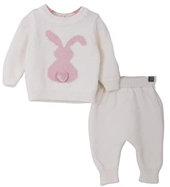 Minora Baby Kleidung Hose und Pullover Outfit Set - Gestricktes Winterbekleidungs Set mit Hasenmuster für Jungen und Mädchen - Set mit langärmligen, 0-12 Monate