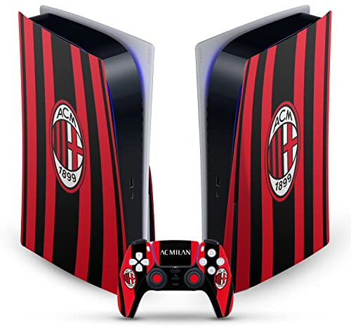 Head Case Designs Offizielle AC Milan Home 2021/22 Crest Kit Vinyl Frontplatte Haut Gaming Aufkleber Abziehbild kompatibel mit Sony PlayStation 5 PS5 Disc Edition Console & DualSense Controller