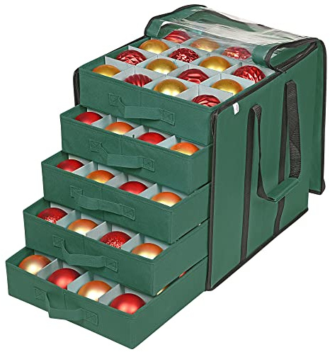 ProPik Aufbewahrungsboxen für Weihnachtsdekoration mit Trennwänden – 5 separate Tabletts – OrnamentHalter – hält 100 Weihnachtsschmuck – langlebige Tragetaschengriffe Organizer Aufbewahrungsbox