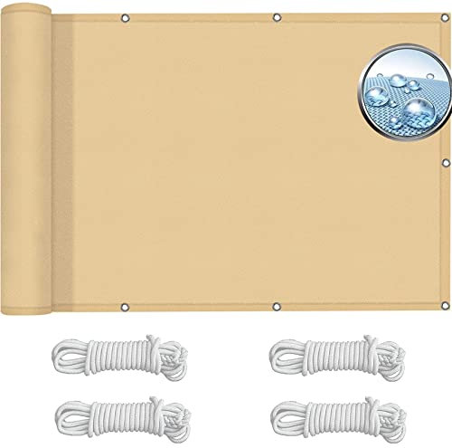 Tenda da Sole per Esterno 1.2 x 2.2 m Acqua Resistente al Vento Vela Ombreggiante Rettangolare con Kit di Fissaggio e anelli per La Festa in Giardino, Color Crema