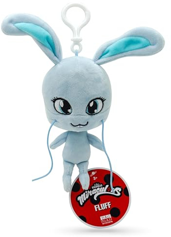 Miraculous Ladybug - Fluff - Kwami, 12 cm Plüschtier, sehr weich, gestickte Augen, Schlüsselanhänger/Rucksackbefestigung (Wyncor)