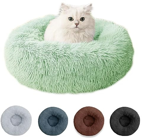 mixed24 Plüsch Donut Hundebett Katzenbett Kuschelbett Haustierbett Kissen Bett Hundekissen Rund Weich (80cm, Grün)