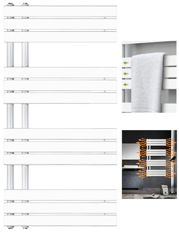 Euroharry Badheizkörper Flach Design Heizkörper Handtuchtrockner für Badezimmer Handtuchheizkörper mit Seitenanschluss 600x1200mm Handtuchwärmer Weiß