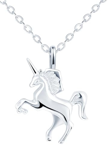 feilok 925 Sterling Silber Einhorn Halskette für Damen Tier Anhänger Kette Damen Halskette Choker für Mädchen Weihnachten