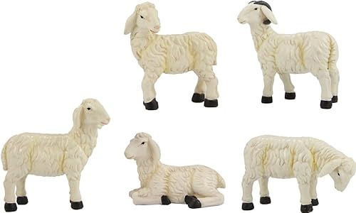 FADEDA 5X Schafe/Höhe:8 cm/handbemalt/detailgetreue Krippen Figuren - Weihnachten Tisch Dekoration Krippe Zubehör