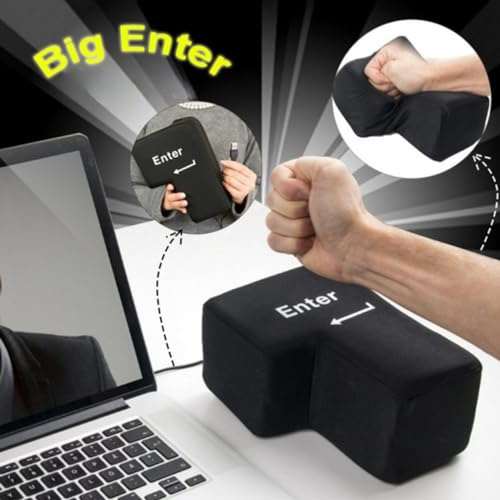 YADILLO Giant USB Big Enter Key Relieve Stress Toy, Super Sized Big Enter Button Comfortable Economic Desktop Pillow Anti-Stress Punch Bag