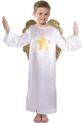 A2Z 4 barn pojkar födelse ängel kostym juloutfit premium mjuk känsla jul skola lek fin klänning klädsel för barn ålder 3-14 år, Vitt, 3-5 År