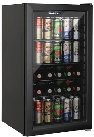 Willow WBC98B 98L Freestanding Undercounter Beverage Cooler with Triple Glazed Glass Door, Adjustable Thermostat, 2 Years Warranty - Black