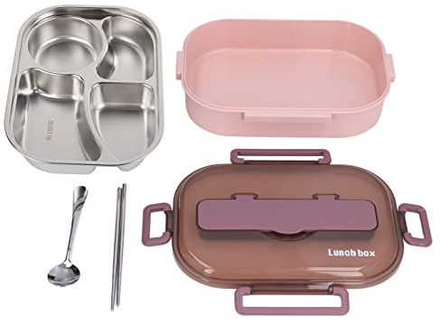 Caja Bento De Acero Inoxidable Para Trabajadores De Oficina, Fiambrera Aislada Separada Para Estudiantes Y Niños, Contenedores De Almacenamiento De Alimentos Para Adultos Y Niños(rosa+morado)