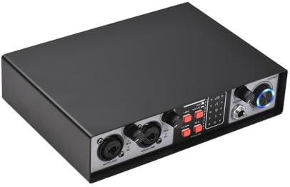 YIWENG 2-in 2-out Mixer Recording Sound Card Mixing Console Track Separation External Sound Card Computer Recording Driver Free DJ Microphone Equipment 48V Phantom Power Supply,Audio Mixer