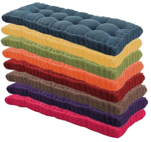 Kongdson Bankkissen, 10 cm dick, getufteter Stil, Gartenmöbel, Terrasse, Schaukel, Fenster, Sitzkissen, Loveseat, Ersatzkissen, für drinnen und draußen, 2- und 3-Sitzer-Pad (80 x 40 cm, Gelb)