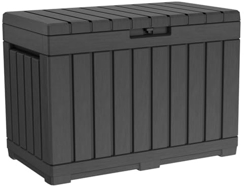 Keter Kentwood Storage Box 190L Aufbewahrungsbox, Gartenbox, UV-beständig, 82,3 x 45,7 x 57,7cm, Graphit