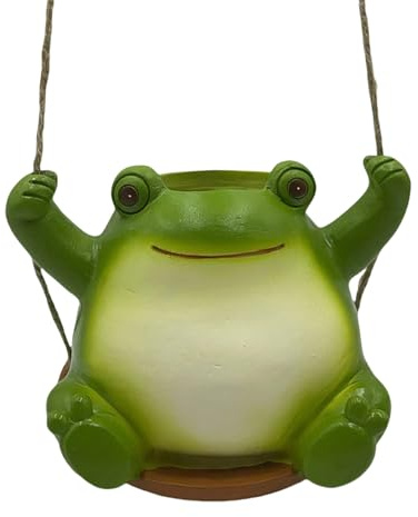 awakentti Hängende Pflanze für den Innenbereich, hängender Pflanztopf, Schaukelfrosch-Pflanzenaufhänger, Keramik-Frosch-förmiger Übertopf, Mehrzweck-Topf, Pflanzen zum Aufhängen für Fenster, Decke,