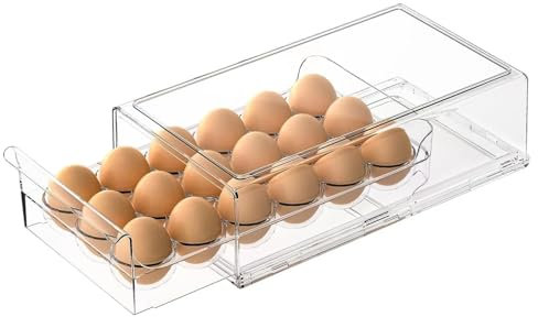Gzsekken Egg Holder for Fridge, Egg Storage Container with Lid for Refrigerator,Clear Plastic Eggs Drawer Box Holds 18 Storage Fridge Countertop Stackable-Space Saving