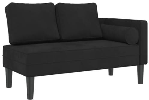 vidaXL Chaise Lounge con Cuscini Nero in Velluto, divano letto, divano imbottito, seduta da soggiorno, dormeuse, seduta da salotto, divano 2 posti