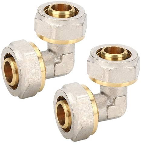 2 Stück 90 Grad Schraubfitting Winkel, Ø16x2 mm Schraubfitting 90° Winkel | DVGW, UBA Konform, Messing Klemmverschraubung für Mehrschicht Verbundrohr, PEX-Rohre, Aluverbundrohre