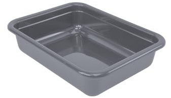 Quantum FSB-22175GY 22 Bussing Tub with Flat Bottom | Utility Plastic Storage Wash Basin Box Container for Commercial Restaurant Kitchen | Built-in Handles, 22L x 17W x 5H, Polypropylene, Gray