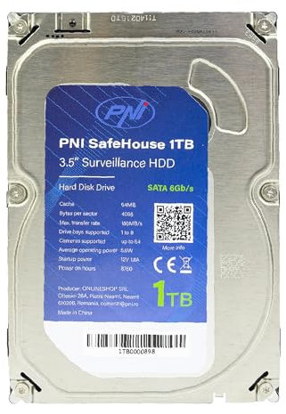 PNI SafeHouse - Disco Duro Interno de 1 TB, Disco Duro de 3.5 Pulgadas, CCTV, 64 MB, para Sistemas de vigilancia