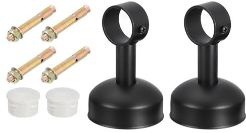 sourcing map Set di 2 staffe per asta per tende da soffitto, adatte per tubi di lunghezza 32 mm, lunghezza 110 mm, in acciaio inox, ganci per aste per tende, ganci per pareti, armadi, tubi, tende,