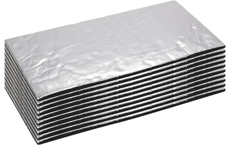 A ABSOPRO Tapis D'Insonorisation Auto-Adhésif 10pcs Pour Voiture | Argenté, 40x20cm, 10mm, Auto-Adhésif, Imperméable, Ignifuge, Mousse Cellules Fermées, Portes, Toit, Plancher