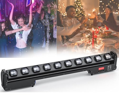 OJXIER Projecteur à tête Mobile à 10 LED, éclairage de scène 10 x 25 W, Faisceau stroboscopique, éclairage Haute énergie pour fête DJ, pour théâtre, Club, Bal, événement