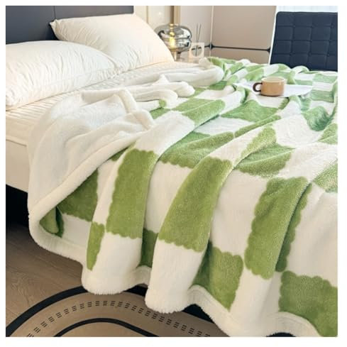 REIFOR Decke Wohndecke Kuscheldecken Dicke Überwurfdecke Mit Schachbrettmuster for Die Couch, Weiche, Gemütliche Decken for Das Sofa, Warm Decke Kuschelig Sofa(Grün,150x200cm)