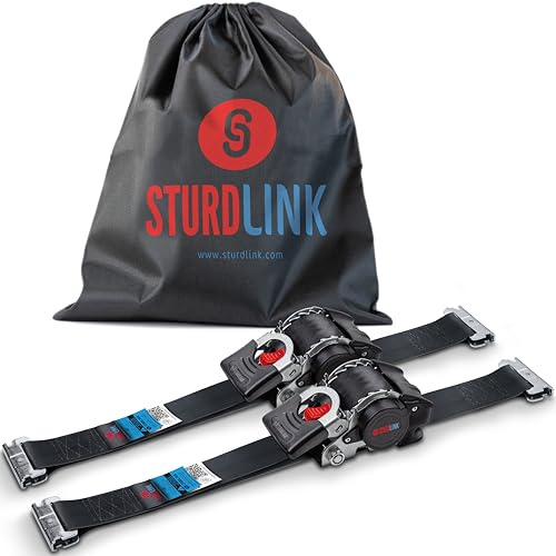 Automatische Spanngurte 3m 50mm mit E-Clip für E-Schienensystemen LC 750kg / 1500kg | Selbstaufrollender Gurtaufroller | Einziehbare Zurrgurte | Für Transporter LKW Anhänger mit Schienen | 2er-Set