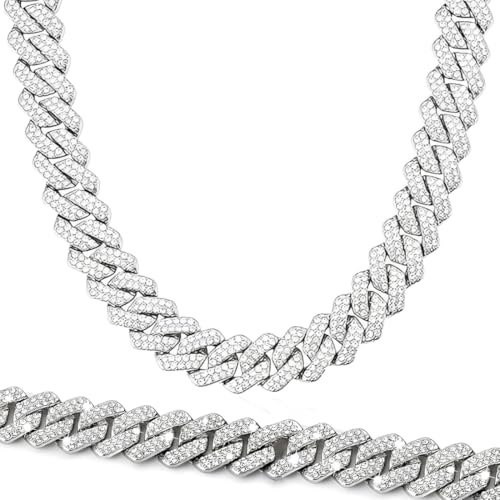 XUZOPIM Chaîne Cubaine Homme Iced Out Miami Collier Chaîne Hip Hop Avec Strass Bijoux Cadeau Homme Femme Garçon