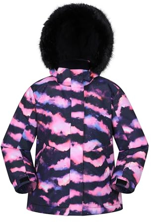 Mountain Warehouse Glacial Veste de ski imperméable à motif pour enfant - Capuche amovible et jupe pare-neige - Manteau pour garçons et filles - Pour ski, sport, plein air, Rose, 13 ans