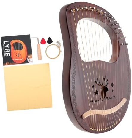 ifundom Lyra Harfe 16 Töne Holz Leierharfe Saiteninstrument Mit Stimmschlüssel Und Plektren Stabiles Klangbild Glatte Saitenkanten Handgespielte Vintage Harfe Für Musikliebhaber Und Geschenk
