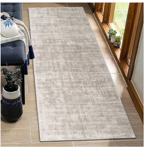 BORKOY Korridor Teppich Läufer Flur Küchenteppich Creme rutschfest Waschbar 80x200cm Lang Flurläufer Modern Küchenläufer für Schlafzimmer Wohnzimmer Eingangsbereich Teppichläufer mit Gummirücken