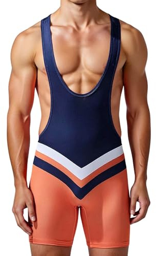 RUMAOZIA Costume da bagno intero da uomo, costume da bagno sportivo, costume da bagno Shorty, in neoprene, protezione UV, con gamba, costume da bagno intero per sport acquatici, Colore: arancione., M