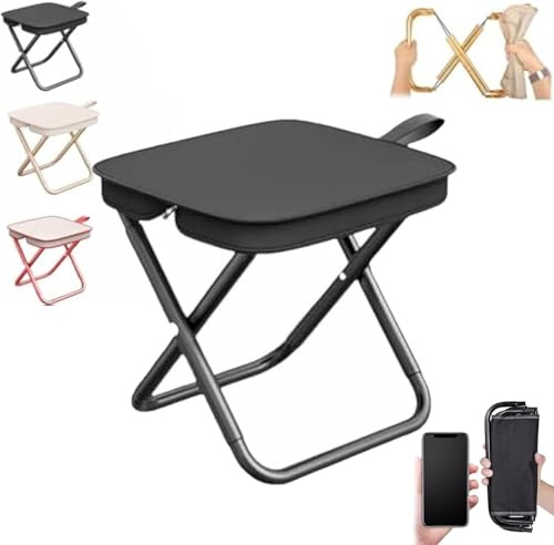 Campinghocker, Klappbarer Campingstuhl, Tragbarer Outdoor-Hocker, Klappbarer Lazy Chair, Lässt Sich In Eine Umhängetasche Zusammenfalten For Camping, Angeln, Picknick, Reisen Und Wandern(Black)
