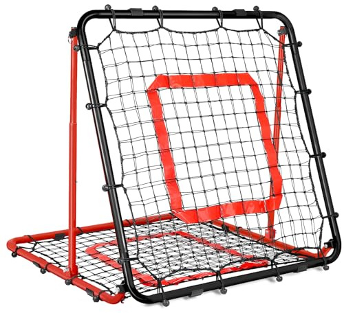 BaseGoal Filet de Rebond Football, 85 * 85 cm Ajustable Angle Réglables Rebondisseur de Football Pliable avec Filet Double Couche, Convient pour Entraînement et Plus Varié Enfants et Adolescents