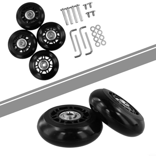 Volakebeing Gepäck-Ersatzrollen für Koffer, 40 mm/41 mm/60 mm/64 mm/68 mm/70 mm/75 mm, Gummi-Lenkrollen mit Lager, 6 mm Mittel-ID, Super (64 x 24 mm)