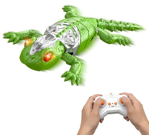 Lézard Grimpant Mur Télécommande - Jouet Robot Gecko RC Électrique, Animal Farce Rampant Plafond Sol, Jeu Simulation Interactif Drôle, Kit Cadeau Noël Anniversaire | pour Garçons Filles Fête