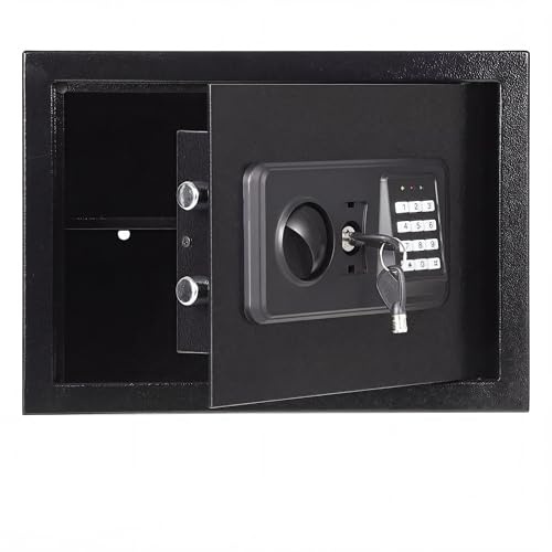 Garvee 22L Safe Tresor mit Zahlencode, Schlüssel &Feuerfester Tasche Tresor | für Zuhause / Hotel, Alarm, verstellbares Regal, Hotelsafes Bargeld, Schmuck & Dokumente, Wand-/Bodenmontage, 25*3525CM